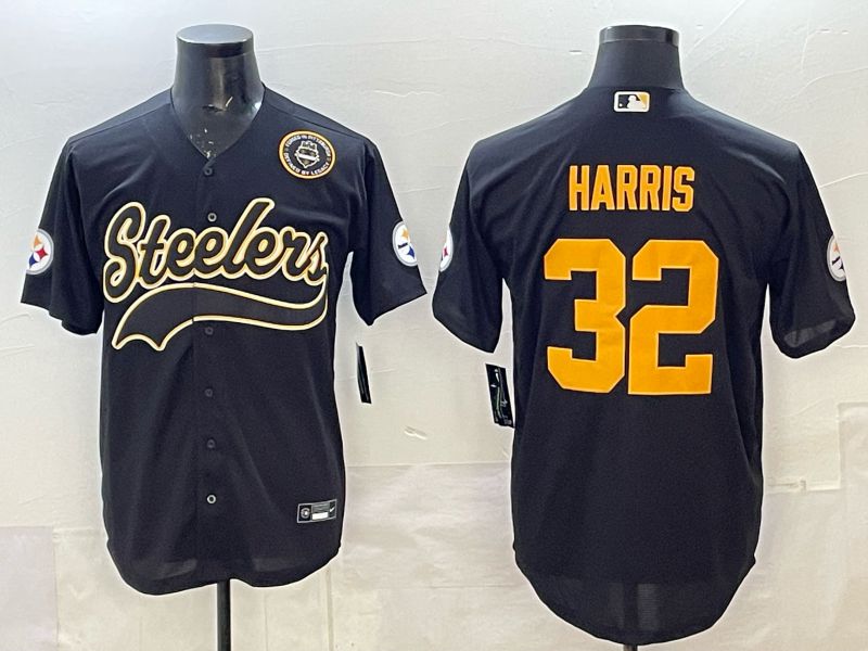 Men 2025 Pittsburgh Steelers #32 Harris black 3th generation Joint Name Nike Limited NFL Jersey style 06->pittsburgh steelers->NFL Jersey